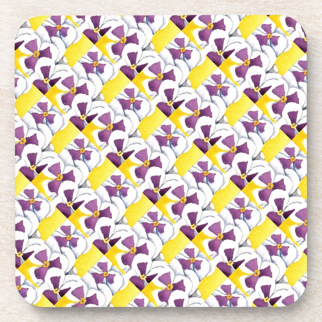 "Pansy #4 Tiled Pattern" Blumenmuster-Untersetzer- Untersetzer (Vorderseite)