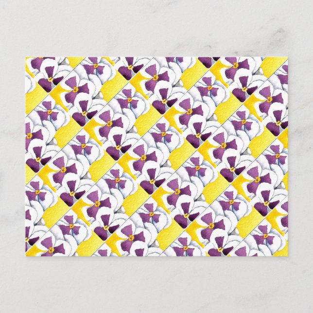 "Pansy #4 Tiled Pattern" Floral Postcard Postkarte (Vorderseite)