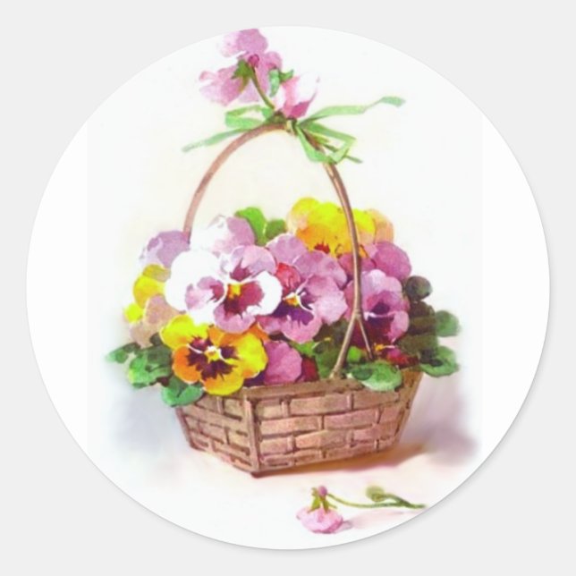 Pansy Basket Runder Aufkleber (Vorderseite)