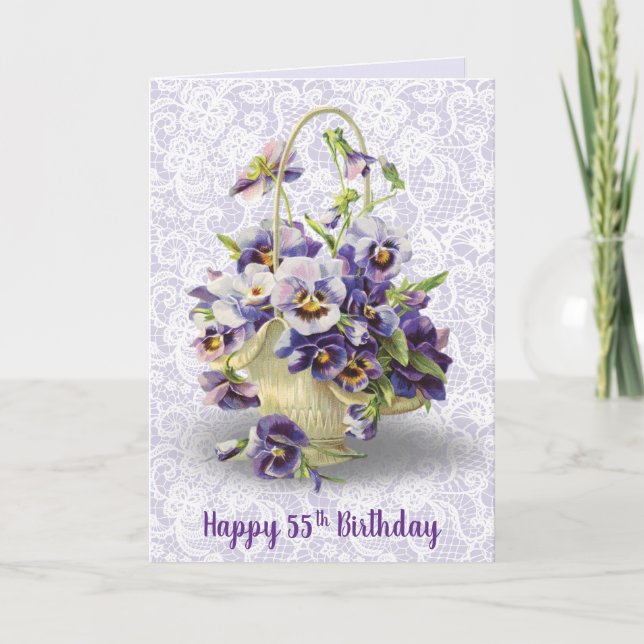 Pansy Basket zum 55. Geburtstag Karte (Vorderseite)