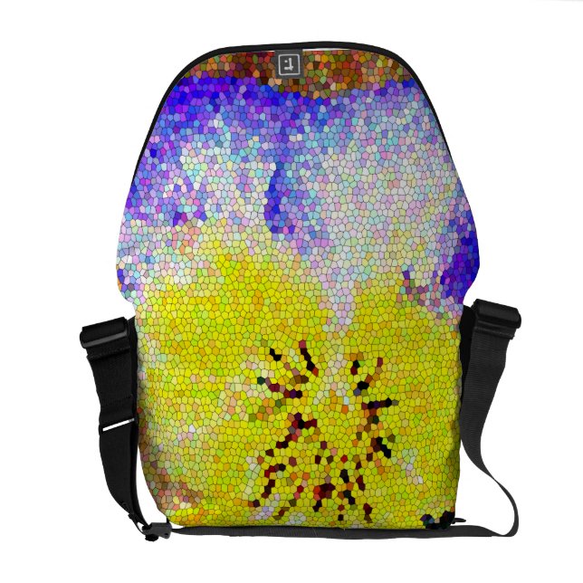 Pansy-beflecktes Glas-Rickshaw-Bote-Tasche Kuriertasche (Rückseite offen)