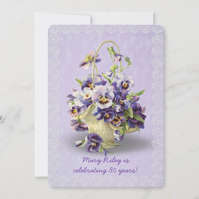 Pansy Birthday Party Einladung (Vorderseite)