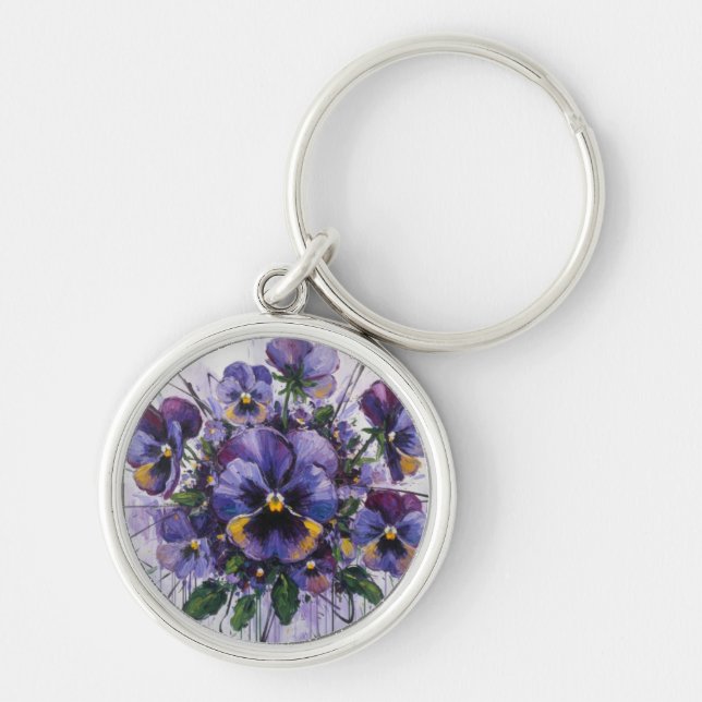 Pansy Bloom - Floral Charm Schlüsselanhänger (Vorne)
