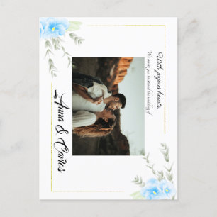 Pansy Blue Elegante Blume Hochzeit Ankündigung Postkarte