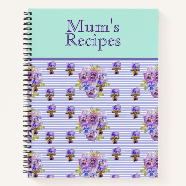 Pansy Blume Aqua Strip Art Collection Notizbuch (Vorderseite)