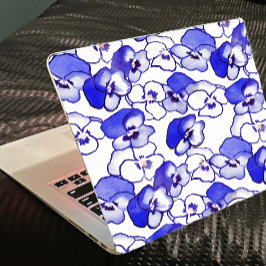 Pansy Blume Blau und Weiß Aufkleber für Notebooks