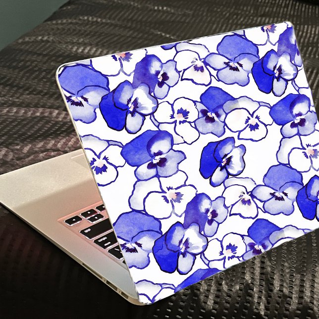 Pansy Blume Blau und Weiß Aufkleber für Notebooks (Von Creator hochgeladen)