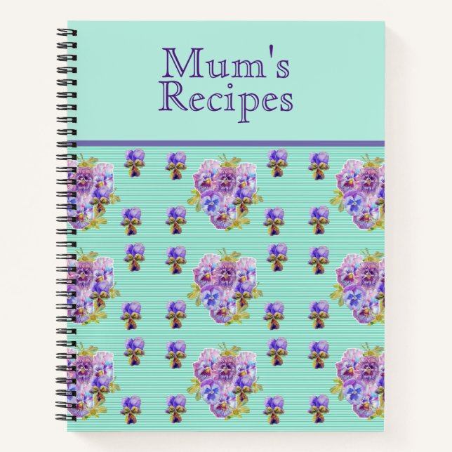 Pansy Blume floral Mum Rezept Journal Notizbuch (Vorderseite)