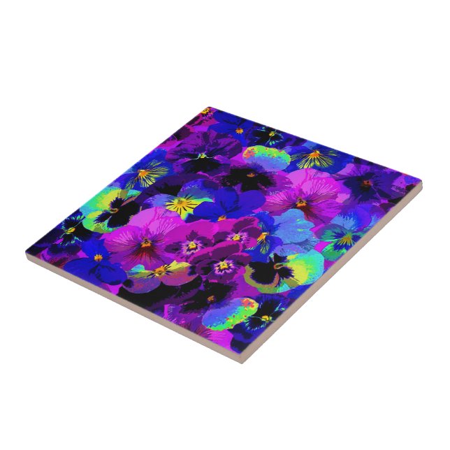 Pansy Blume Keramik Tile-Geschenk Fliese (Seite)