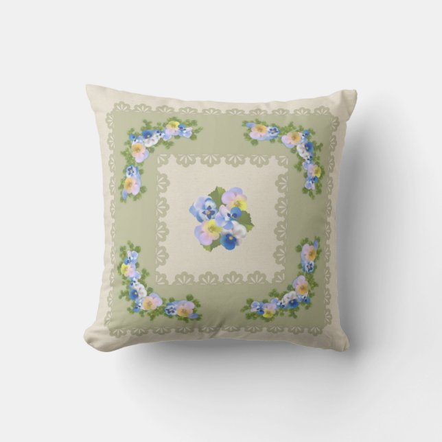 Pansy Blume Kissen (Vorderseite)
