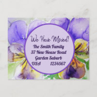 Pansy Blume neue Adresse Postkarte, wir bewegen un