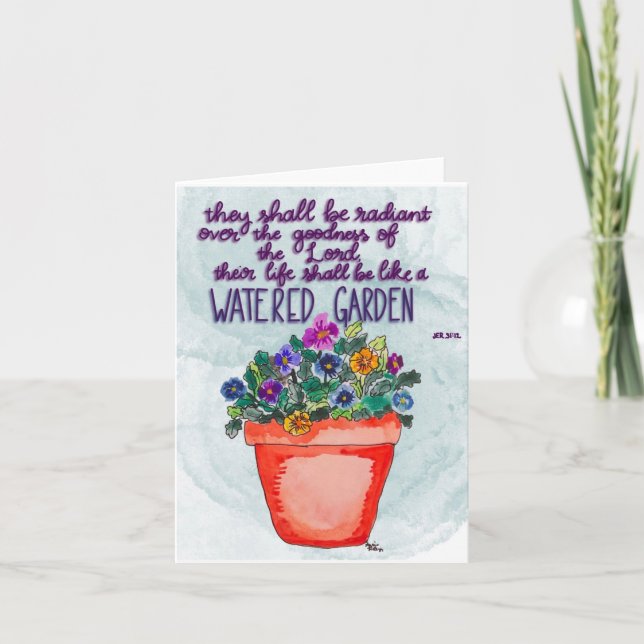 Pansy Blume Pot ermutigt Bibelverse Karte (Vorderseite)