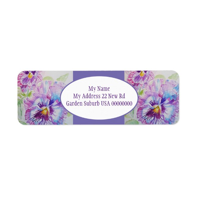 Pansy Blume Rücksendeadressen-Aufkleber (Vorne)