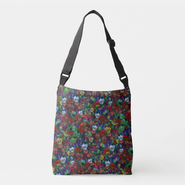 Pansy Blume Tragetaschen Mit Langen Trägern (Vorderseite)