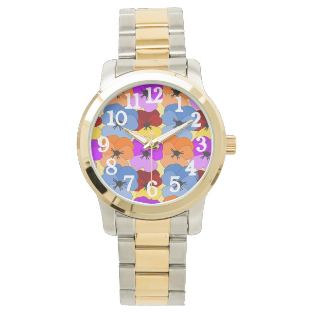 Pansy Collage Armbanduhr (Vorderseite)