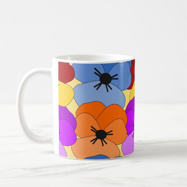 Pansy Collage Café Mug (Gauche)