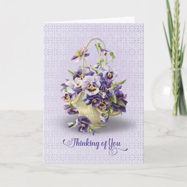Pansy, der an Sie Blumenstrauß-denkt Karte (Vorderseite)