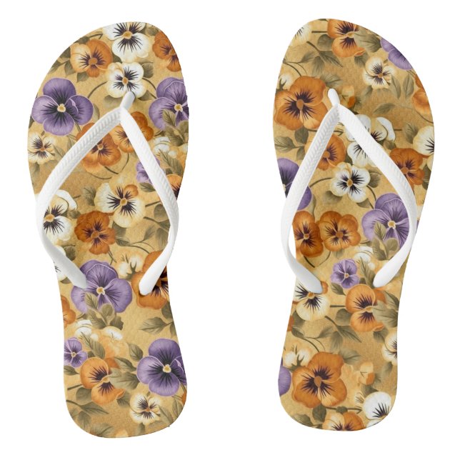 Pansy Floral Pattern Flip Flops (Fußbett)