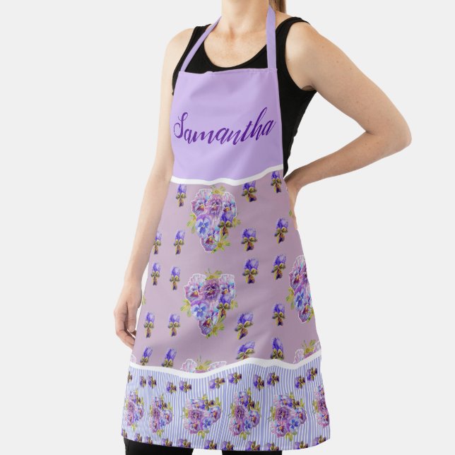 Pansy Floral Shabby Chic Lavender Lila Viola Schürze (InSitu)