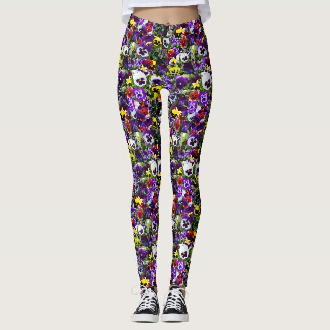 Pansy Foto Collage: Kaleidoskop der blühenden Schö Leggings (Vorderseite)