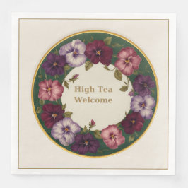 Pansy High Tea Napkins • Ivory & Gold Serviette