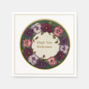 Pansy-High-Tea-Servietten • Weiß & Gold Serviette