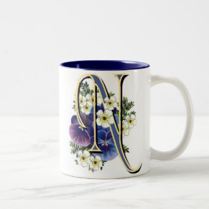 Pansy-Initiale - N Zweifarbige Tasse