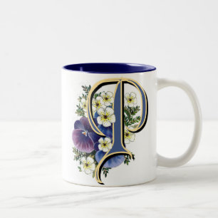 Pansy-Initiale - P Zweifarbige Tasse