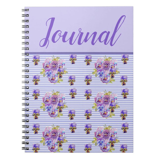 Pansy Journal Viola Lila Vintage Blume Notizblock (Vorderseite)