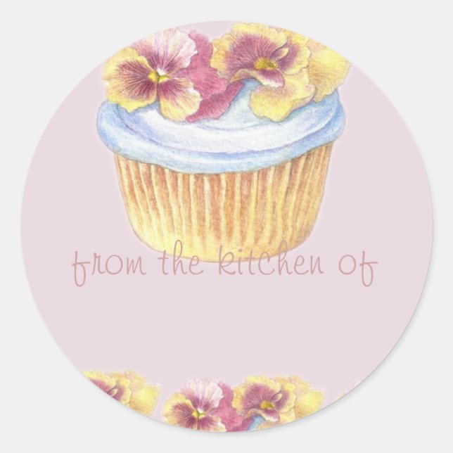 PANSY-KUCHEN-ILLUSTRATIONS-KÜCHEN-AUFKLEBER RUNDER AUFKLEBER (Vorderseite)