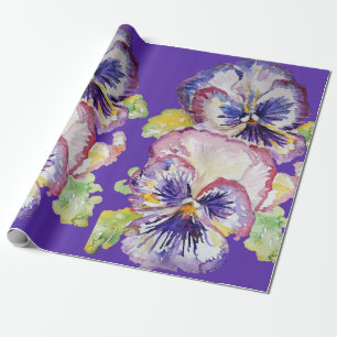 Pansy Lila Spring Blumen Blumenbeete Wasserfarbe Geschenkpapier