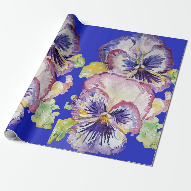 Pansy Lila Spring Blumen Blumenbeete Wasserfarbe Geschenkpapier (Ungerollt)