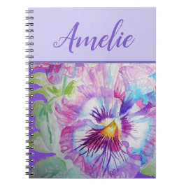 Pansy Lila Watercolor Hübsche Blume Notizblock