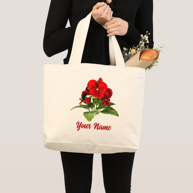 Pansy Lover Floral Personalisiert Custom Jumbo Stoffbeutel (Vorderseite (Produkt))