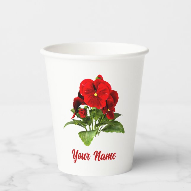 Pansy Lover Floral Personalisiert Custom Pappbecher (Vorderseite)