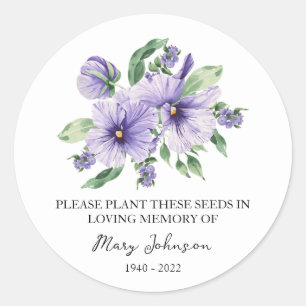 Pansy Memorial Beerdigung Seed Packet Runder Aufkleber