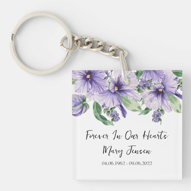 Pansy Memorial Funeral Photo Keychain (Devant)