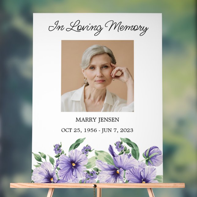 Pansy Memorial Photo Funeral Acrylic Sign Acrylschild (Neutral)