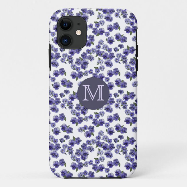 Pansy-Monogramm iPhone Fall Case-Mate iPhone Hülle (Rückseite)
