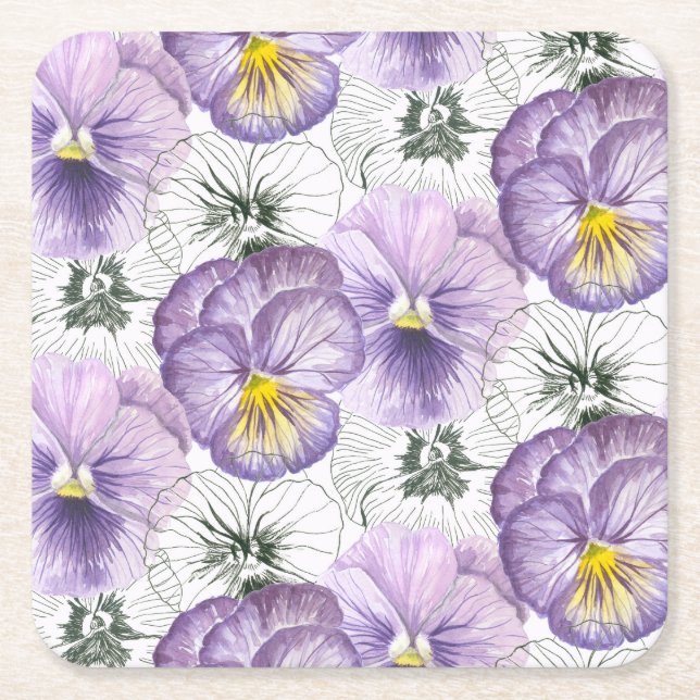 Pansy-Muster Rechteckiger Pappuntersetzer (Vorderseite)