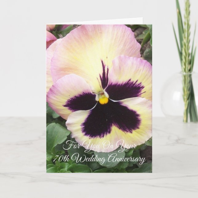 Pansy Personalisiert 70. Hochzeitstag Karte (Vorderseite)