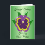 Pansy Personalisiert Mother Birthday Karte<br><div class="desc">Grußkarten-Pansy Design Mutter Geburtstagskarte. Passen Sie diese Geburtstagskarte mit jedem beliebigen Text an und lassen Sie sie dann ausdrucken und an Sie senden oder laden Sie sie sofort auf Ihr Mobiltelefon herunter. Wenn Sie Hilfe bei der Anpassung benötigen, kontaktieren Sie uns über den Link auf dieser Seite. Blumendesign personalisiert Muttertagskarte,...</div>
