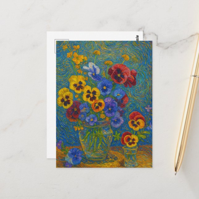 Pansy Postcard Postkarte (Vorderseite/Rückseite Beispiel)