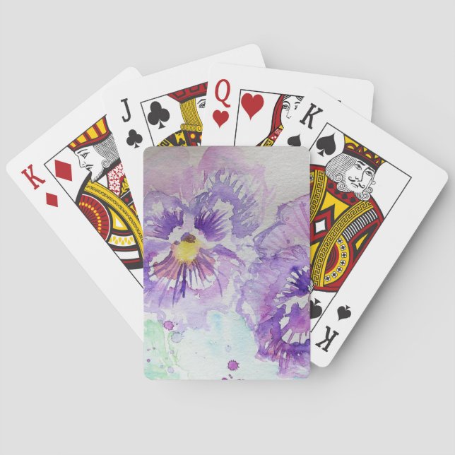 Pansy Purpke Fleur Aquarelle Jeu de cartes de lect (dos)