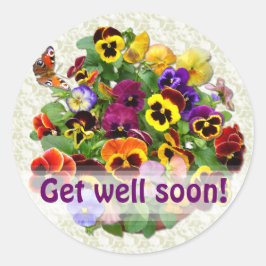 PANSY SCHAUTY ~ "Get well" Umschlagsiegeler Runder Aufkleber