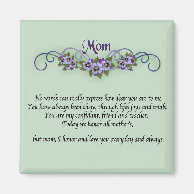 Pansy Scrolls Muttertag Magnet (Vorne)