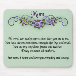 Pansy Scrolls Muttertag Mousepad