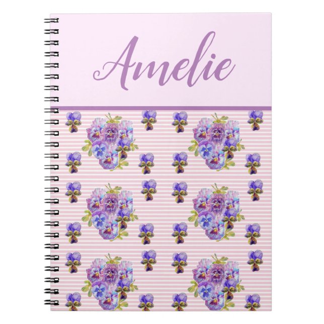 Pansy Shabby Viola Lila Vintage Blume Notizblock (Vorderseite)