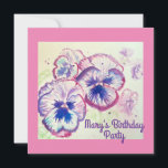 Pansy Stiefmütterchen Lila Blume Blumenrosa Geburt Einladung<br><div class="desc">Iris Iris Lila Blume Blumendesign,  mit einem vollständig anpassbaren Namen. Entworfen aus einem meiner ursprünglichen Blumengartenfotos & meine ursprüngliche Schrift,  genießen Sie!</div>