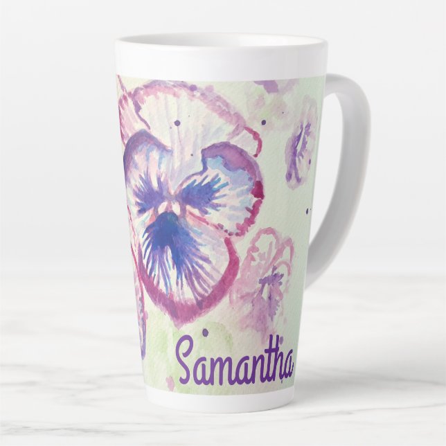 Pansy Stiefmütterchen Lila Blume Floral Pink Fraue Milchtasse (Rechte Ecke)